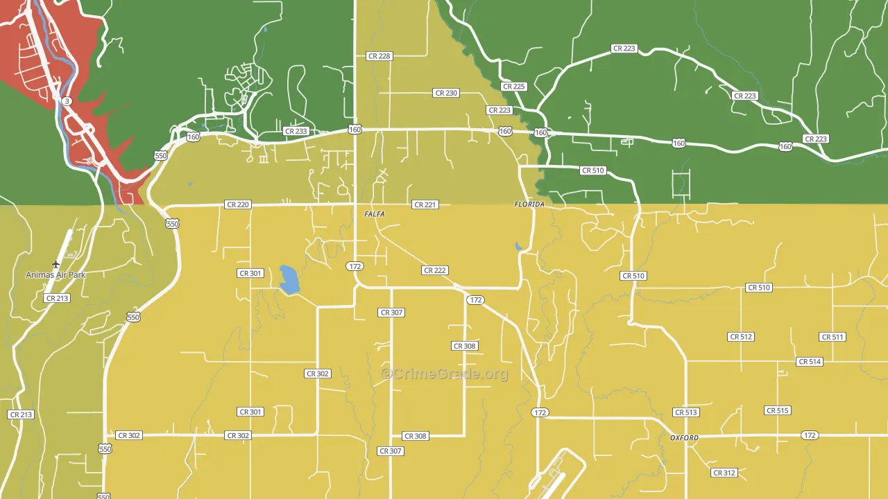 Oxford, CO Map of Vandalism Rates
