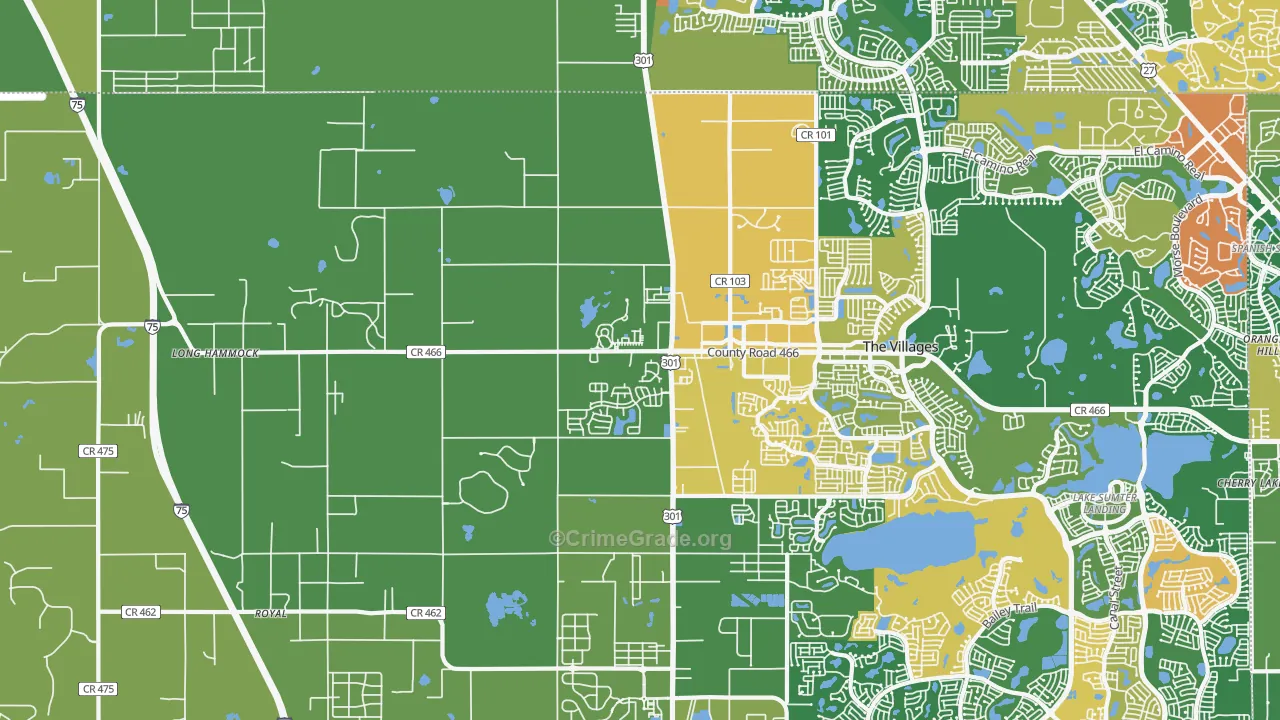 Oxford, FL Map of Vandalism Rates