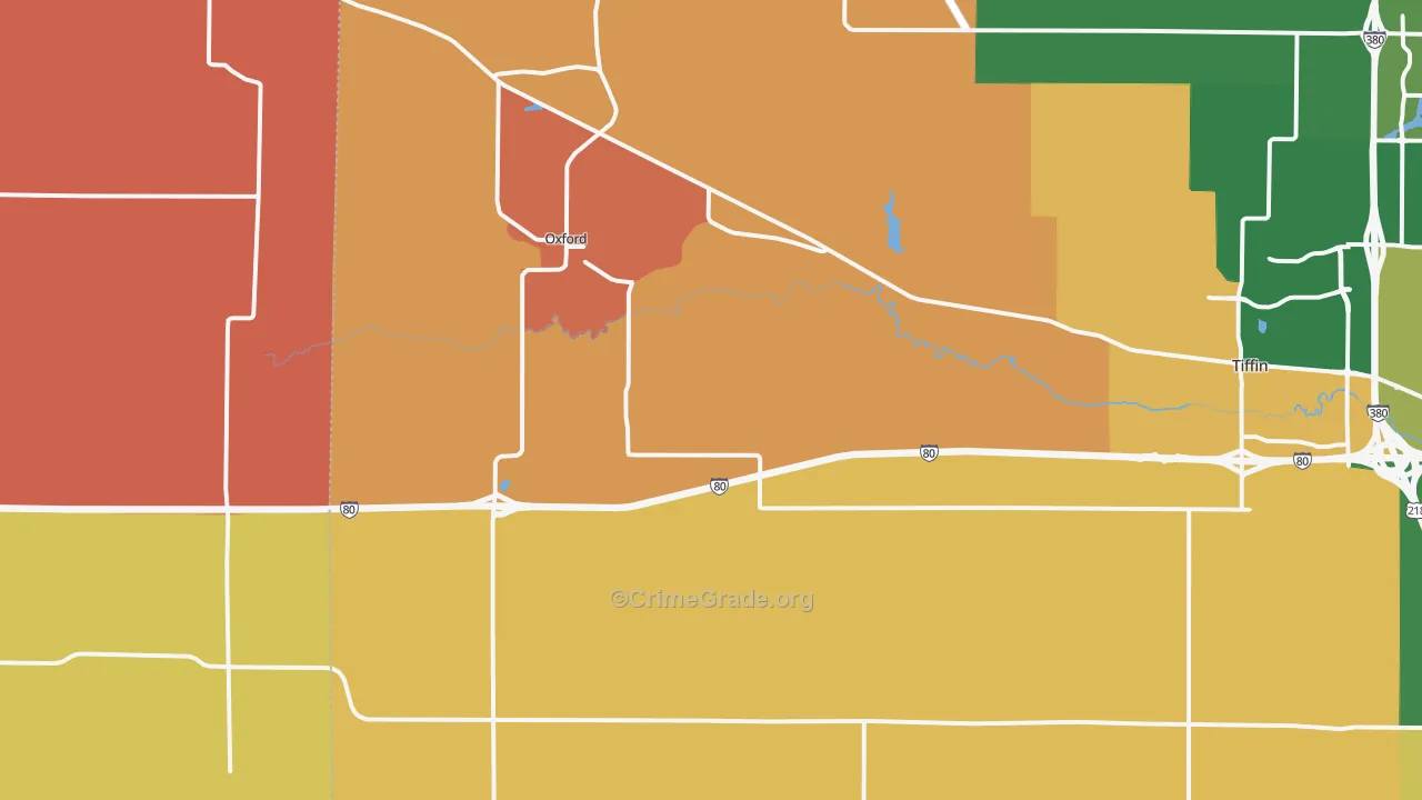 Oxford, IA Map of Vandalism Rates