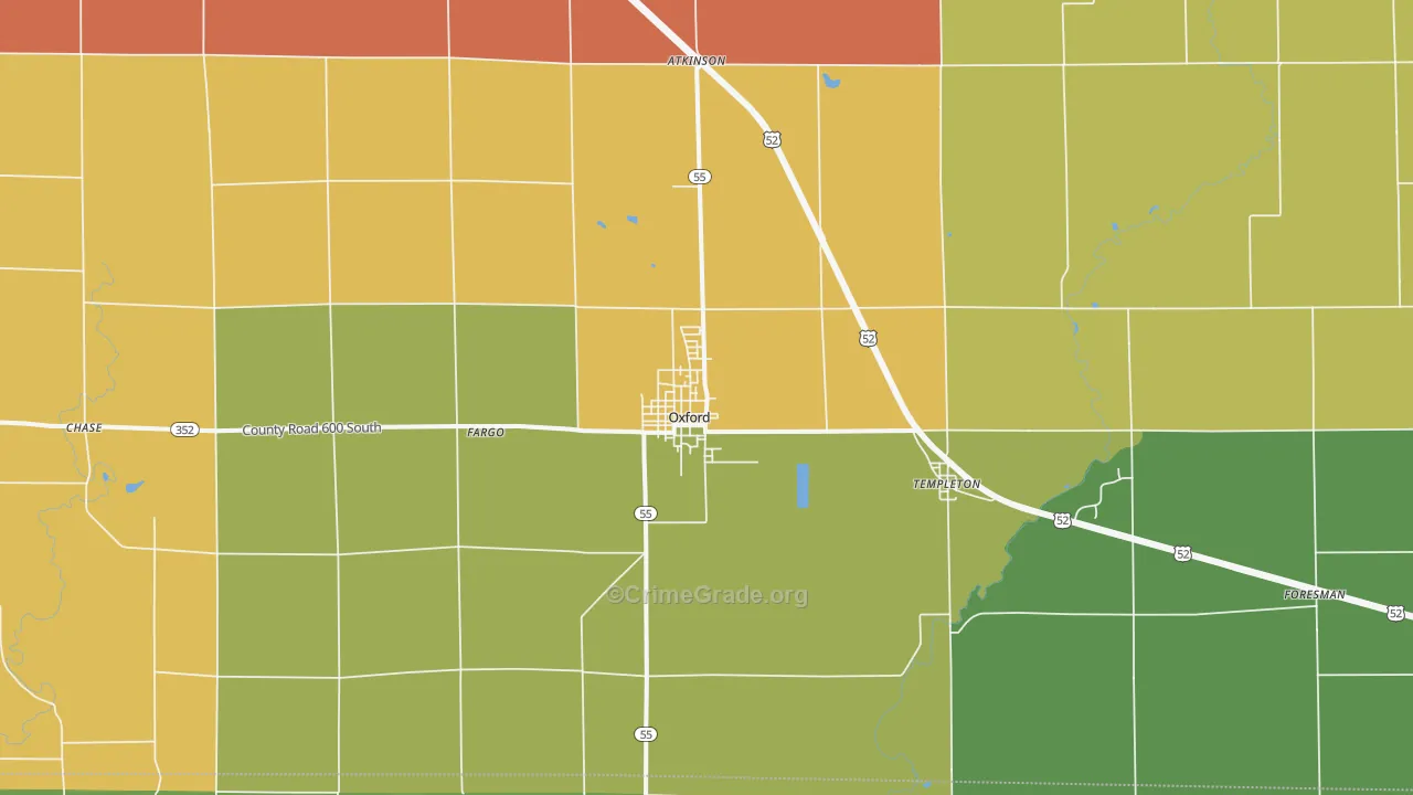 Oxford, IN Map of Vandalism Rates
