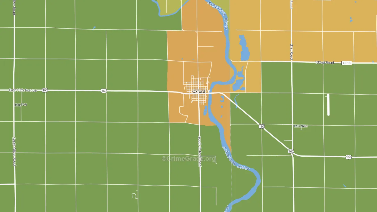 Oxford, KS Map of Vandalism Rates