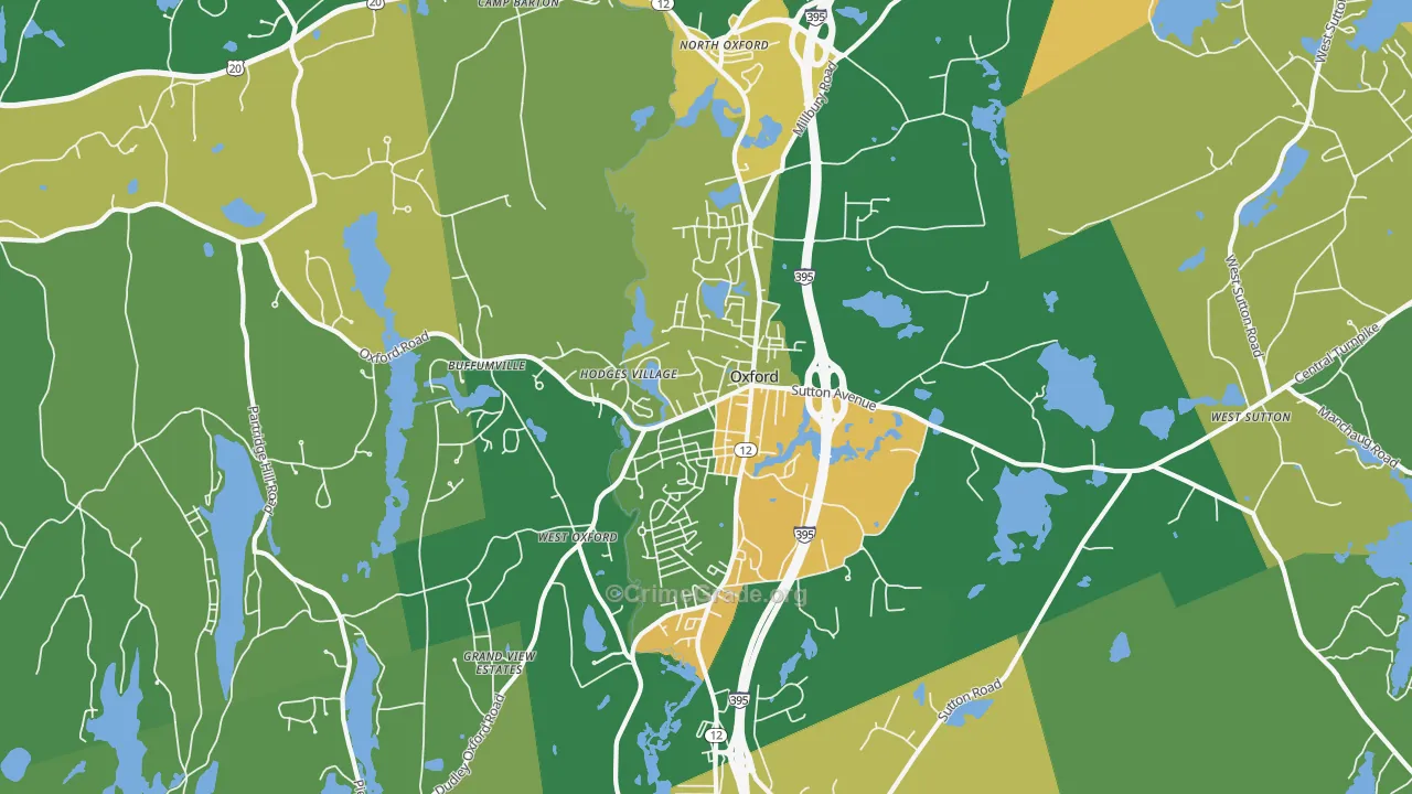 Oxford, MA Map of Vandalism Rates