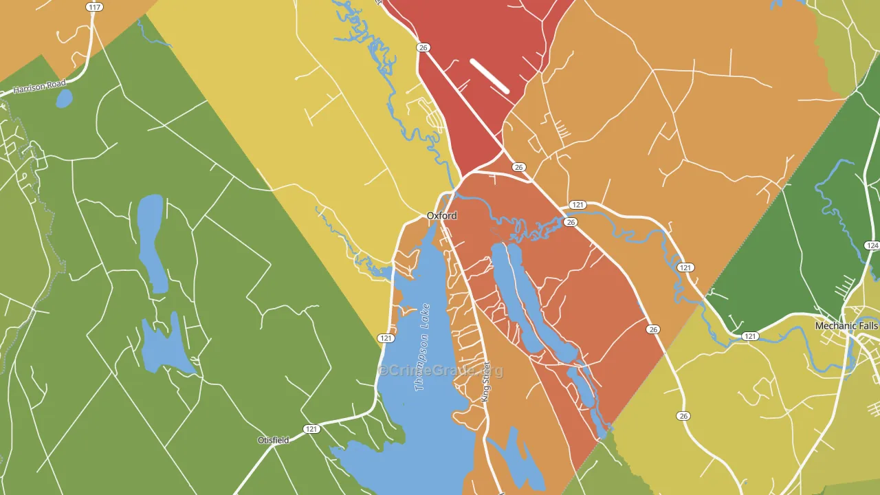 Oxford, ME Map of Vandalism Rates