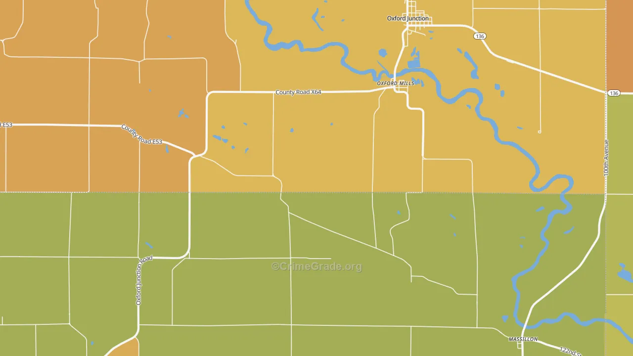 Oxford Mills, IA Map of Vandalism Rates