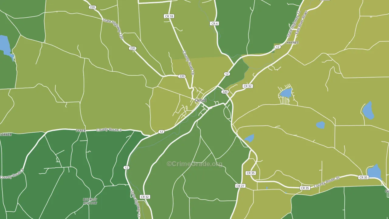 Oxford, NY Map of Vandalism Rates