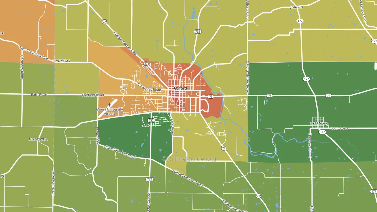 Oxford, OH Map of Vandalism Rates