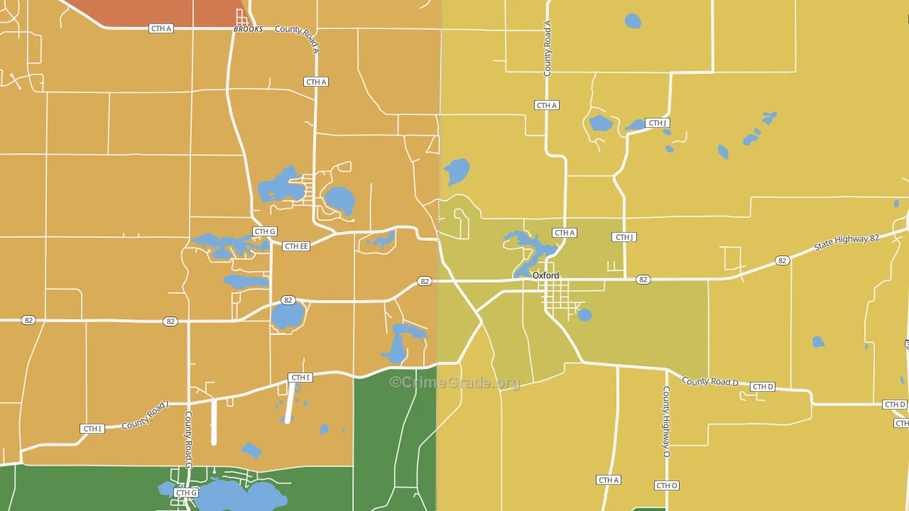 Oxford, WI Map of Vandalism Rates