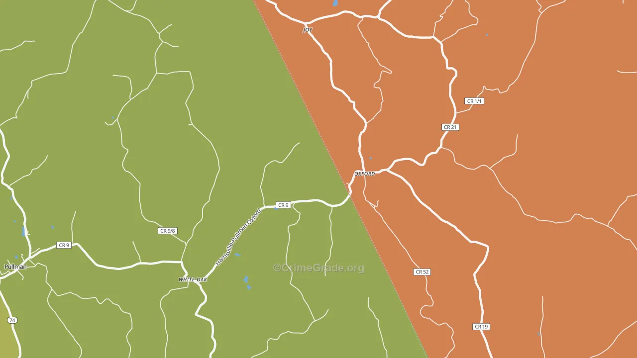 Oxford, WV Map of Vandalism Rates
