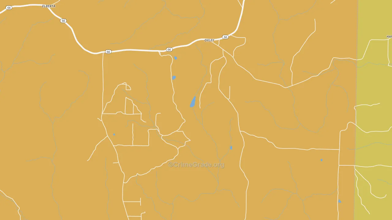 Oxley, AR Map of Vandalism Rates