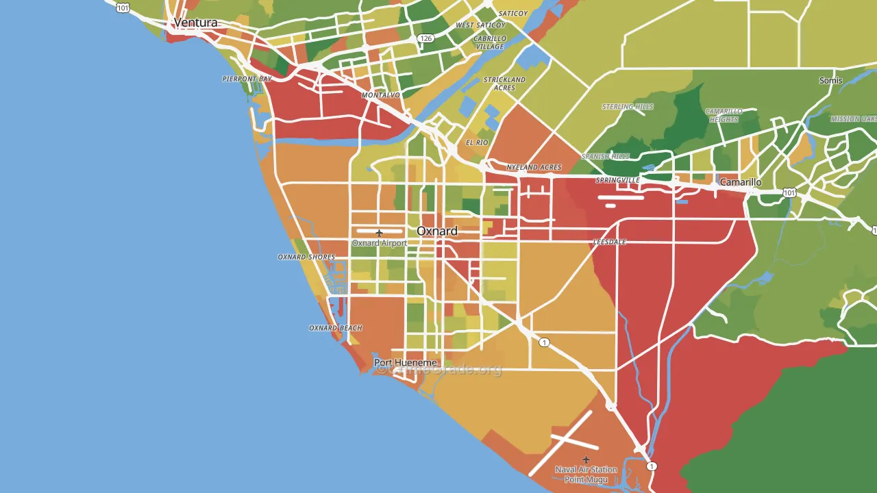 Oxnard, CA Map of Vandalism Rates