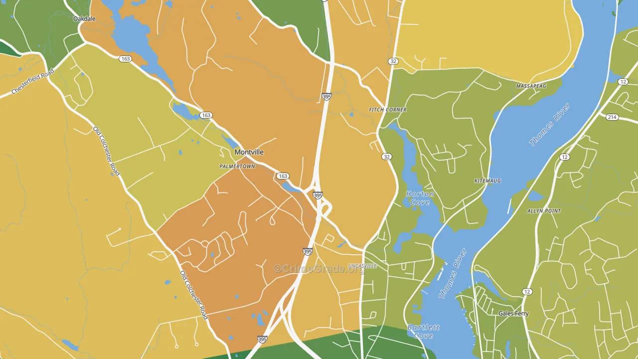 Oxoboxo River, CT Map of Vandalism Rates