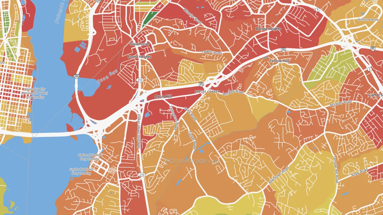Oxon Hill-Glassmanor, Oxon Hill, MD Map of Vandalism Rates
