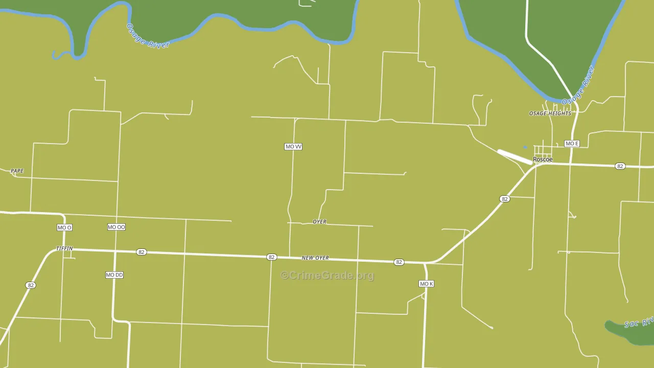 Oyer, MO Map of Vandalism Rates