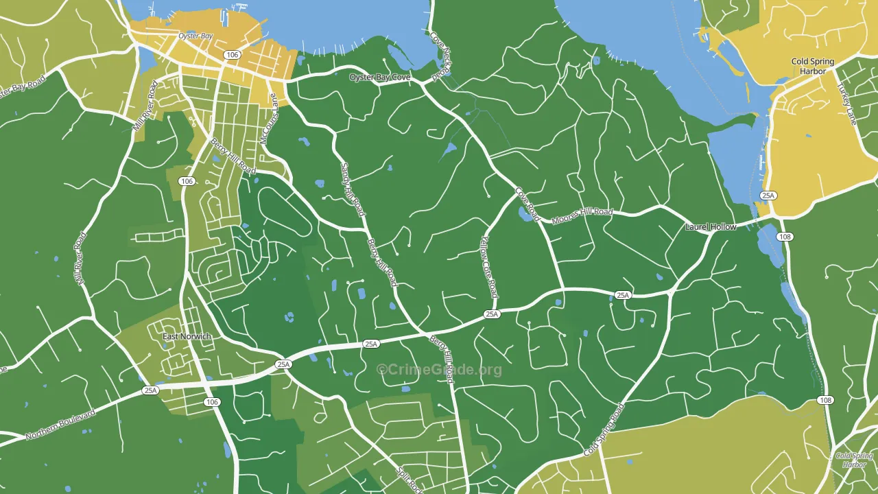 Oyster Bay Cove, NY Map of Vandalism Rates