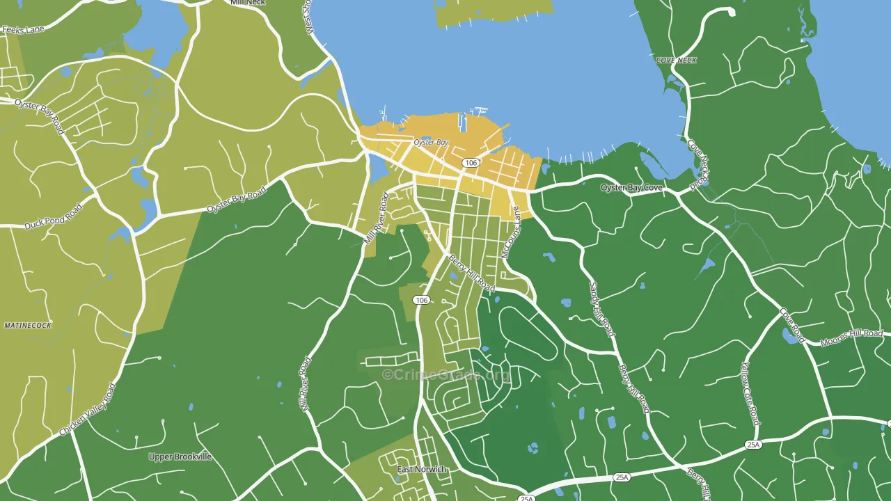 Oyster Bay, NY Map of Vandalism Rates