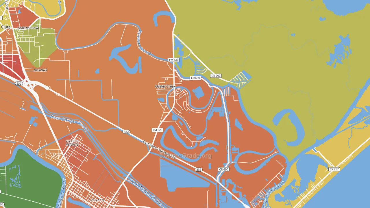 Oyster Creek, TX Map of Vandalism Rates