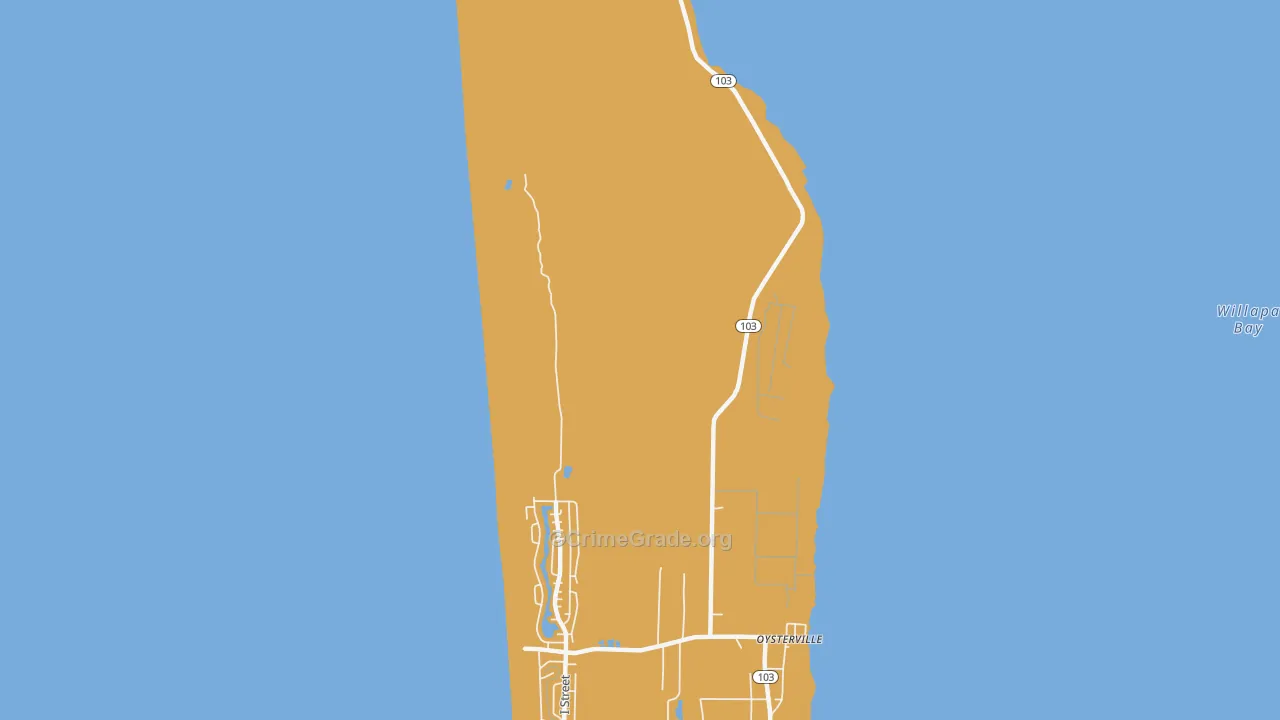 Oysterville, WA Map of Vandalism Rates