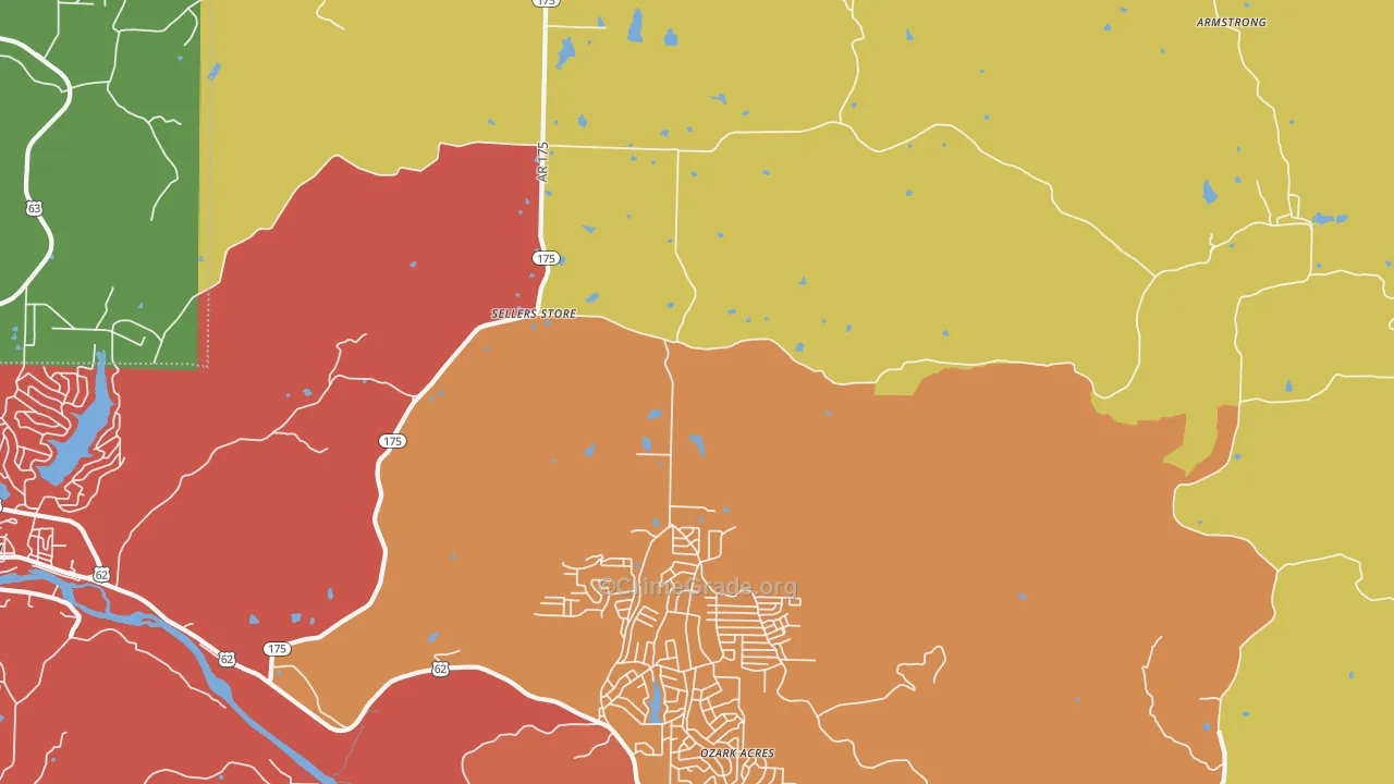 Ozark Acres, AR Map of Vandalism Rates