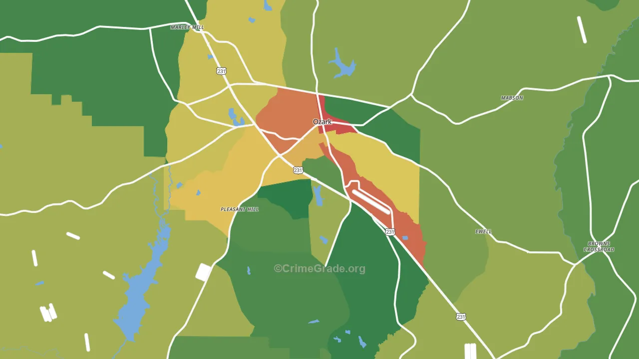 Ozark, AL Map of Vandalism Rates