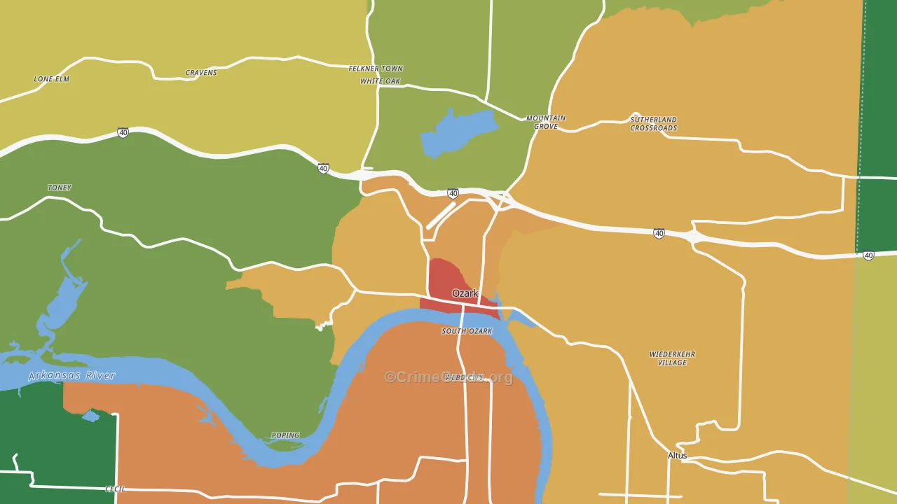 Ozark, AR Map of Vandalism Rates