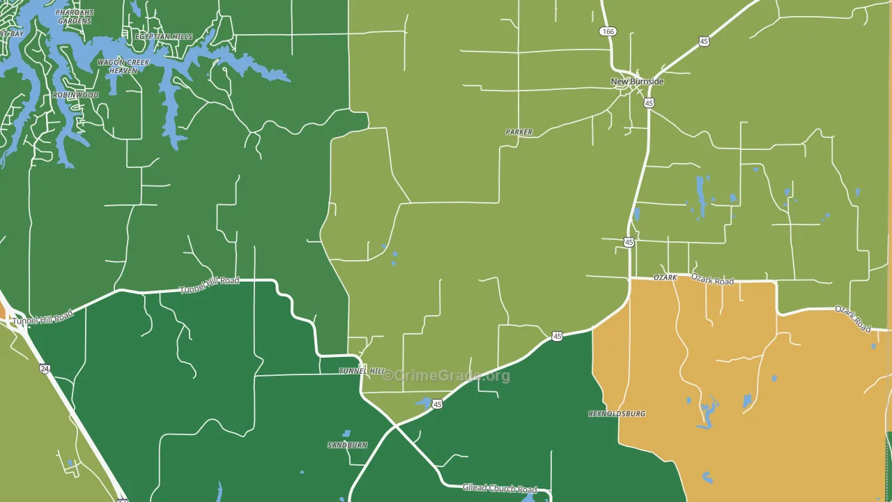 Ozark, IL Map of Vandalism Rates