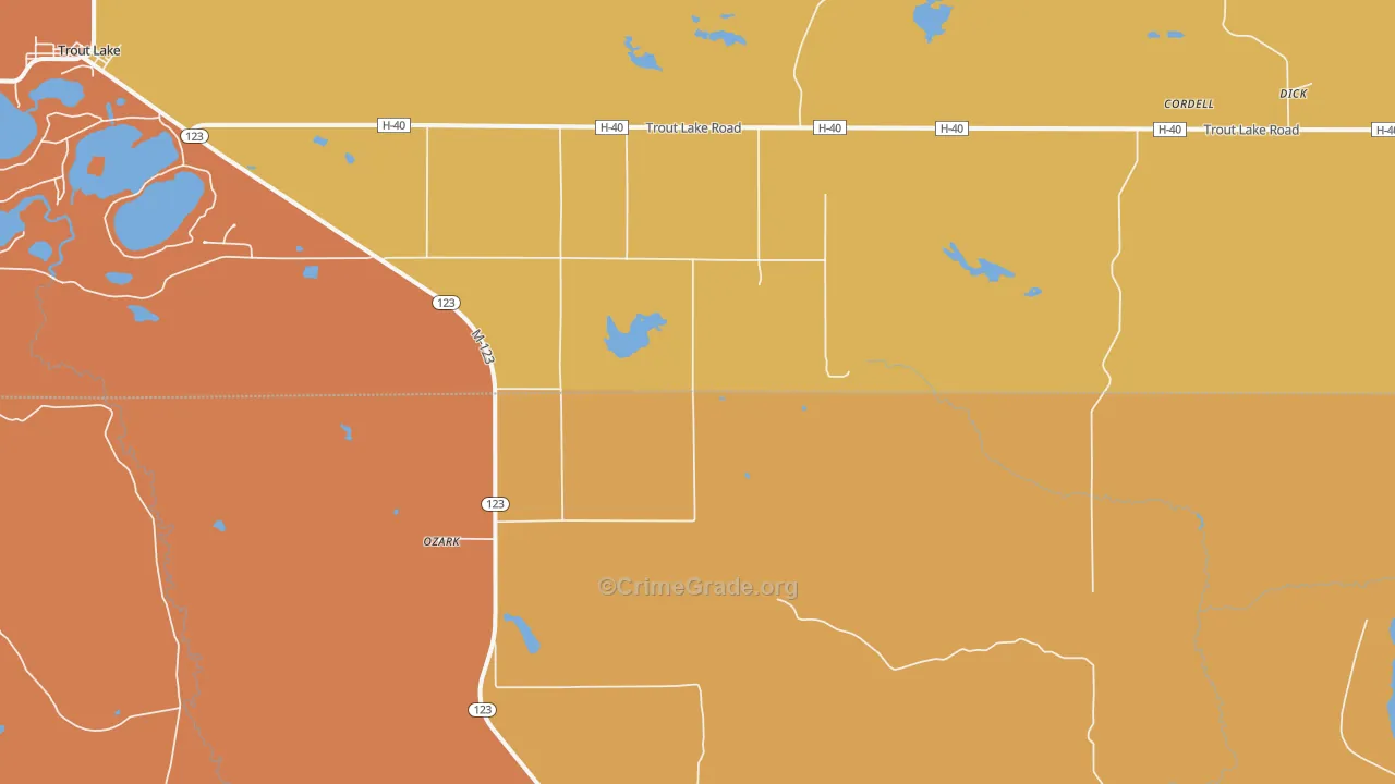 Ozark, MI Map of Vandalism Rates