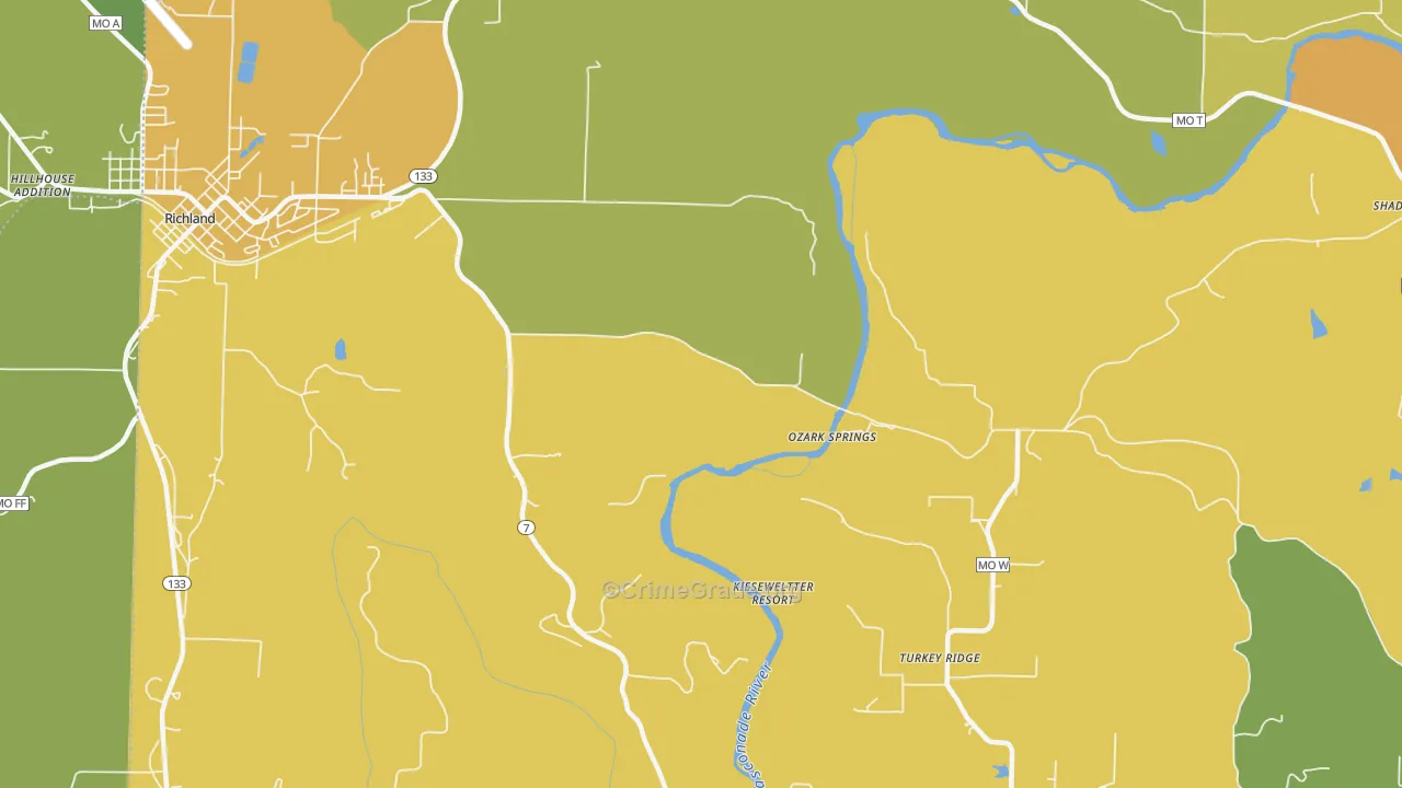 Ozark Springs, MO Map of Vandalism Rates