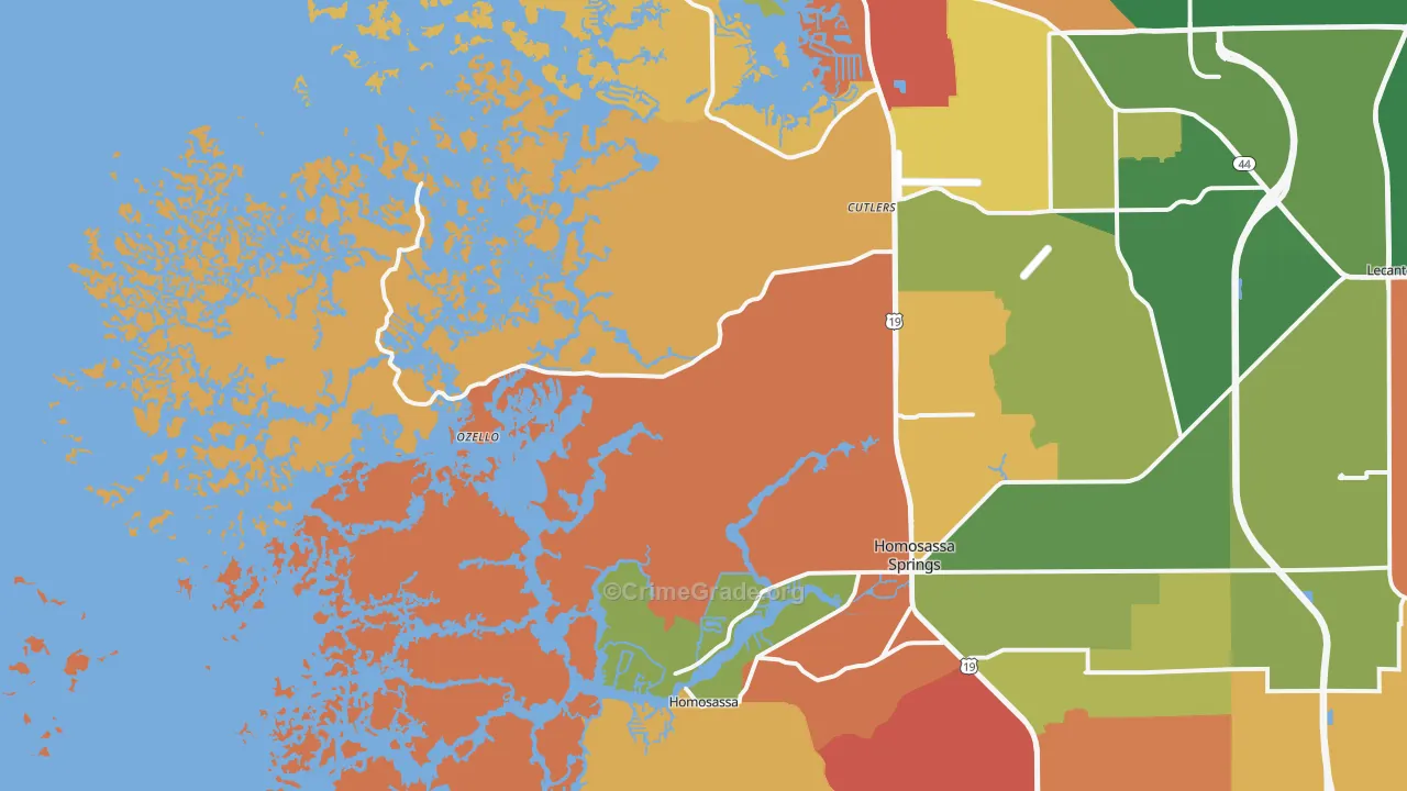 Ozello, FL Map of Vandalism Rates
