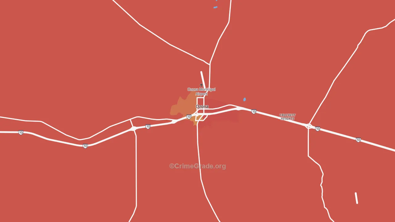Ozona, TX Map of Vandalism Rates