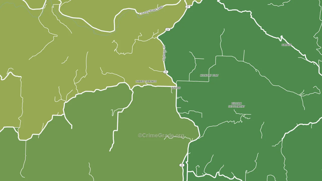 Ozone, AR Map of Vandalism Rates