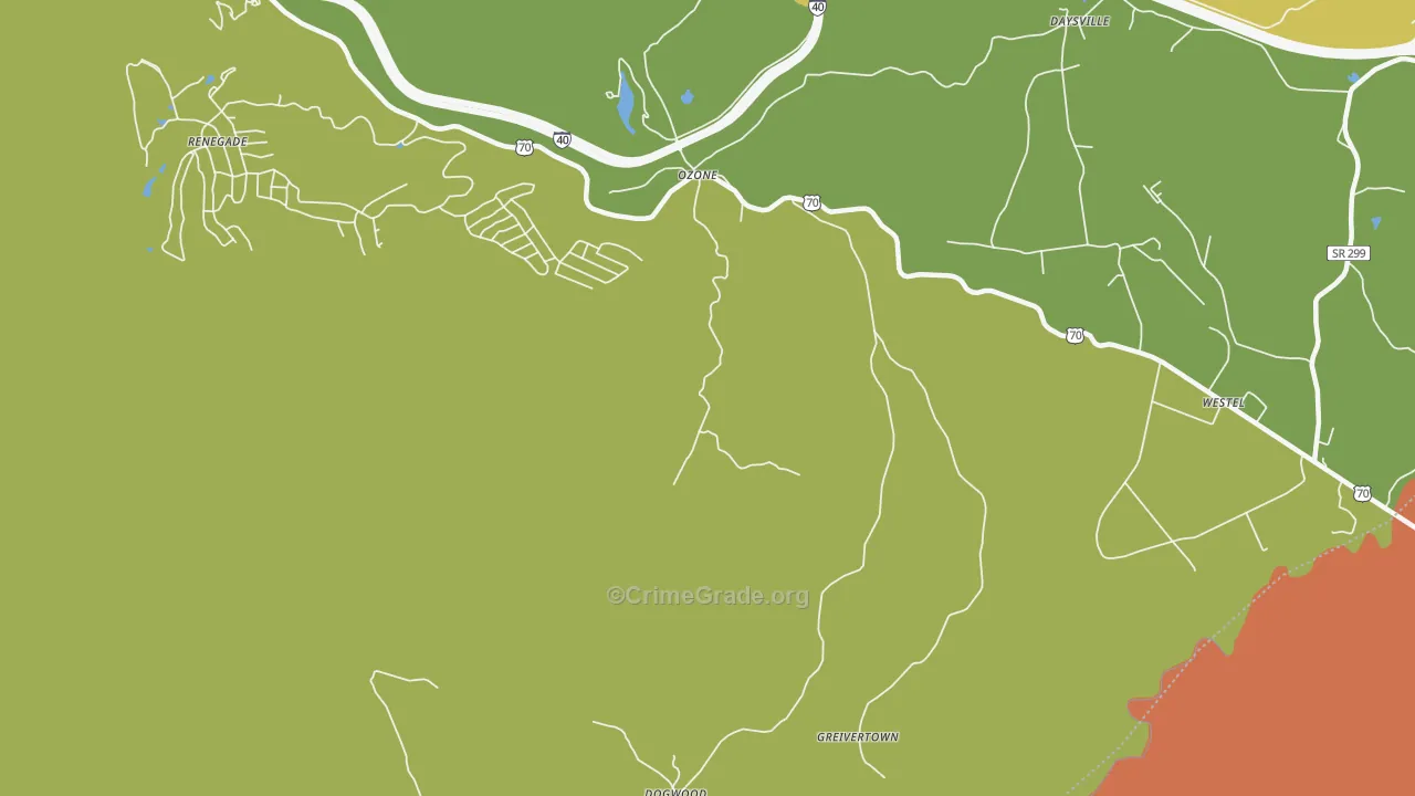 Ozone, TN Map of Vandalism Rates