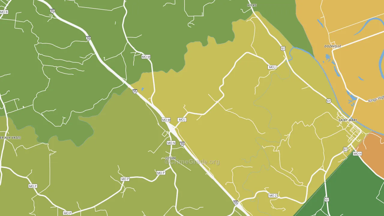 Ozora, MO Map of Vandalism Rates