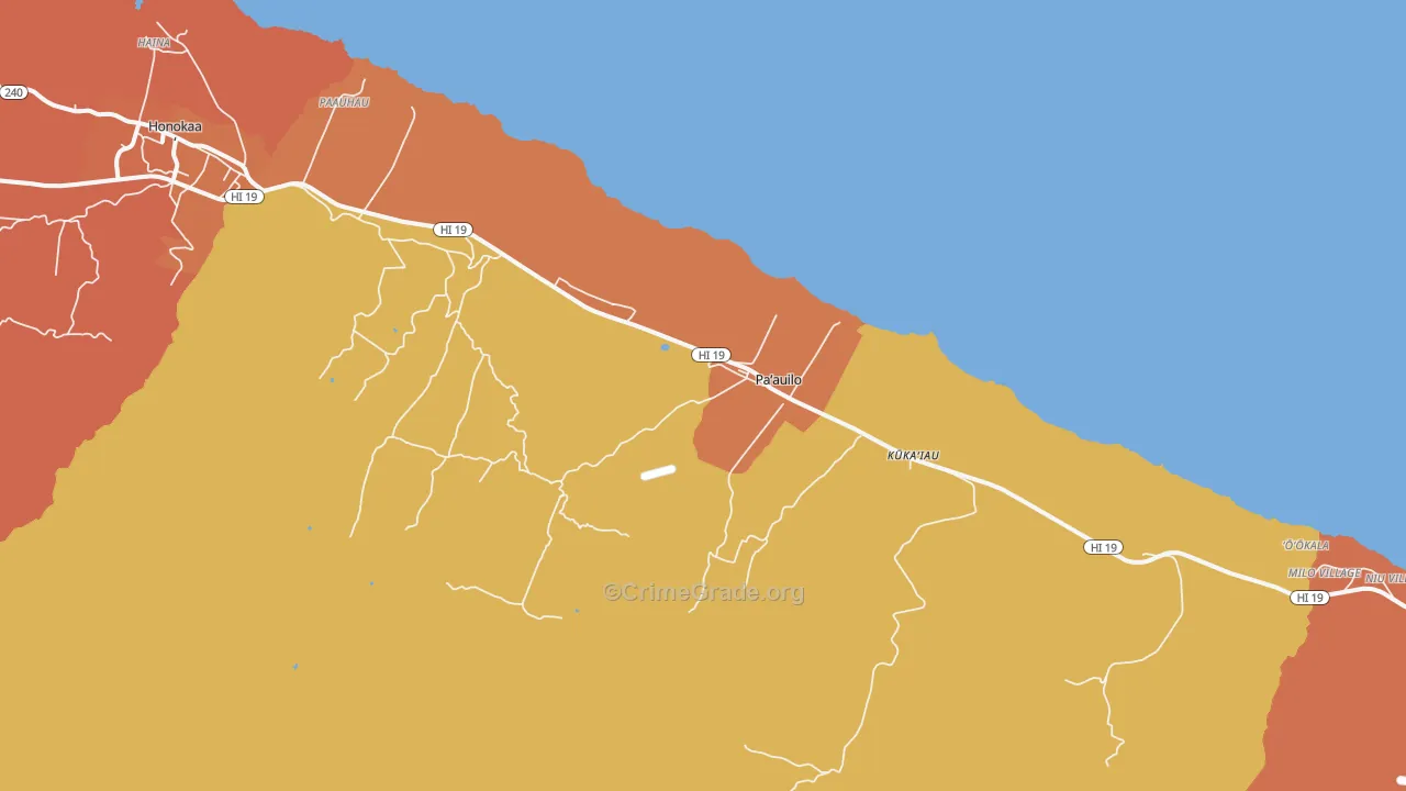 Paauilo, HI Map of Vandalism Rates