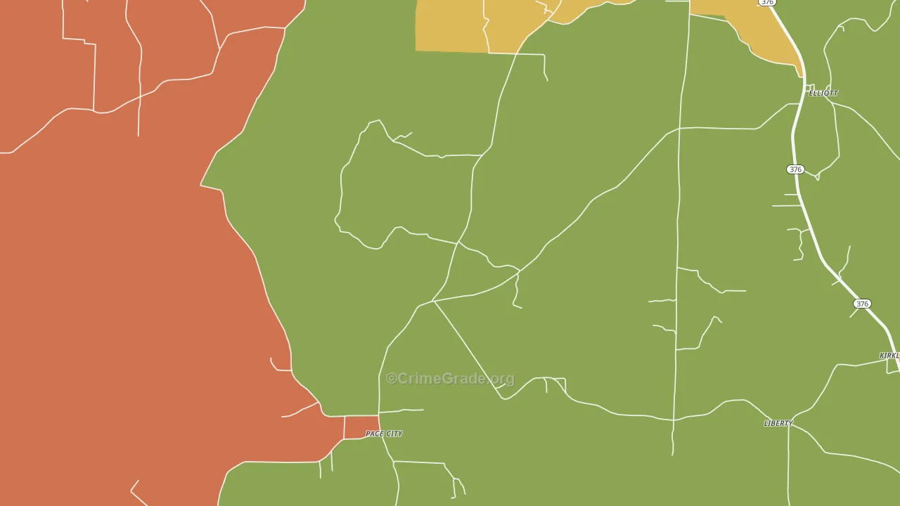 Pace City, AR Map of Vandalism Rates