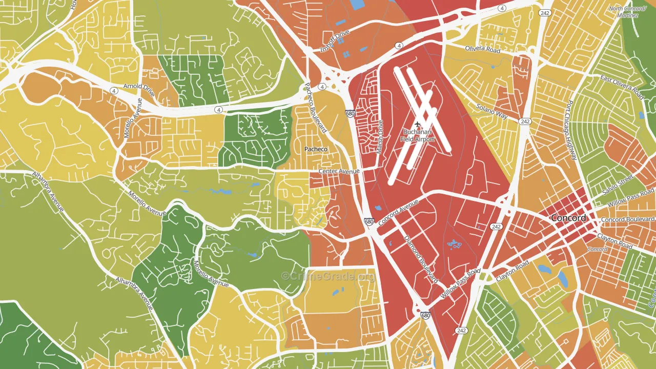 Pacheco-Martinez, Martinez, CA Map of Vandalism Rates