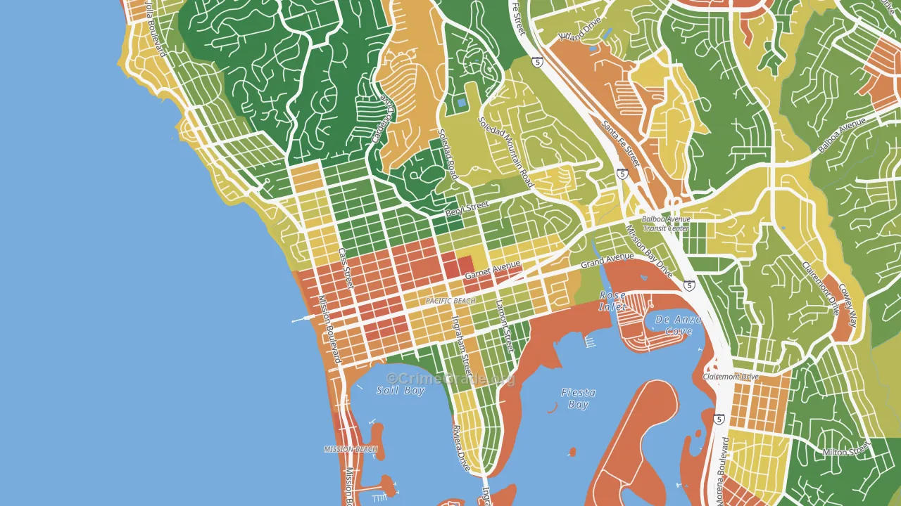 Pacific Beach, San Diego, CA Map of Vandalism Rates