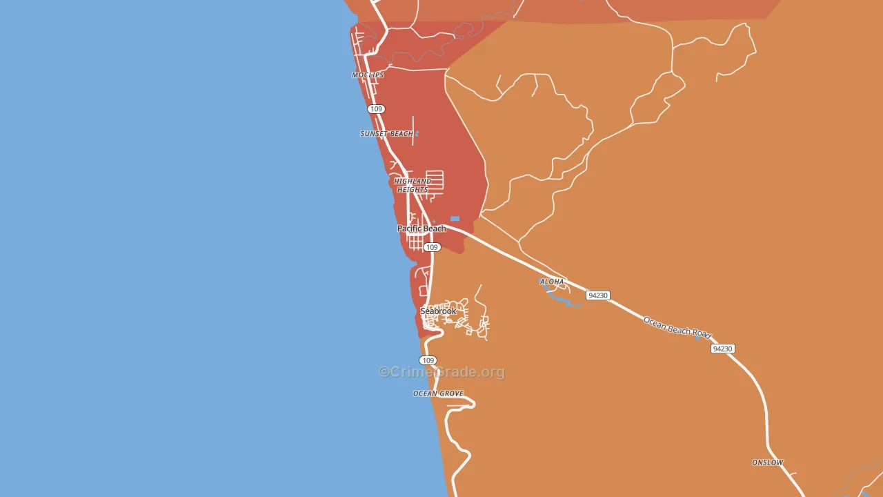 Pacific Beach, WA Map of Vandalism Rates