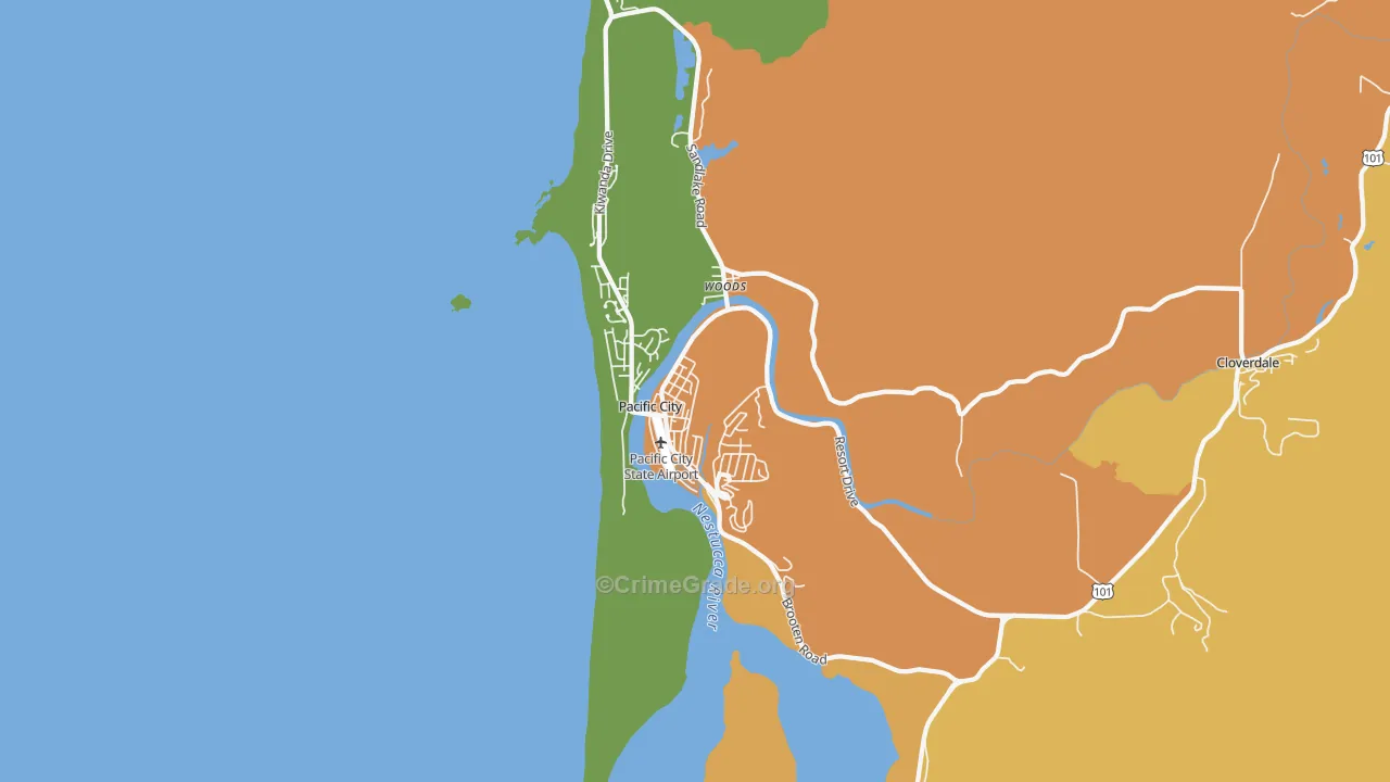 Pacific City, OR Map of Vandalism Rates