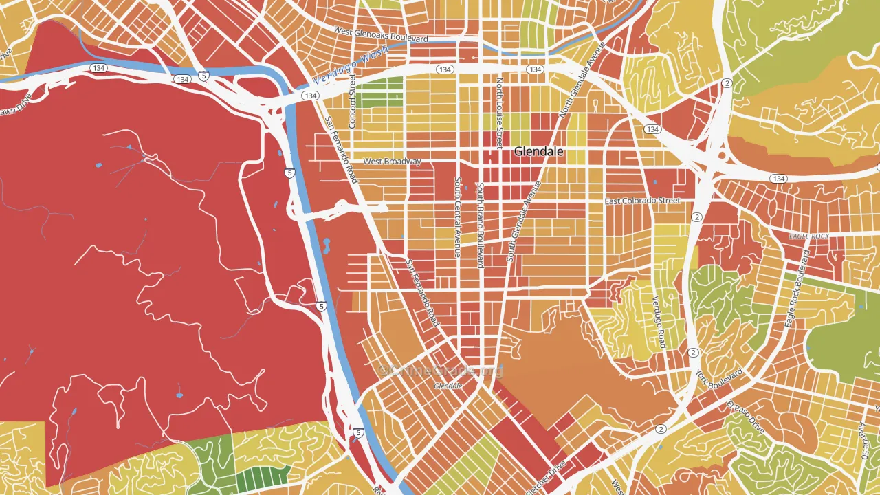 Pacific Edison, Glendale, CA Map of Vandalism Rates