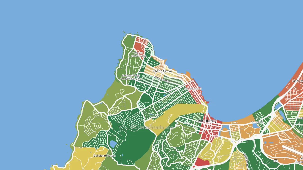 Pacific Grove, CA Map of Vandalism Rates