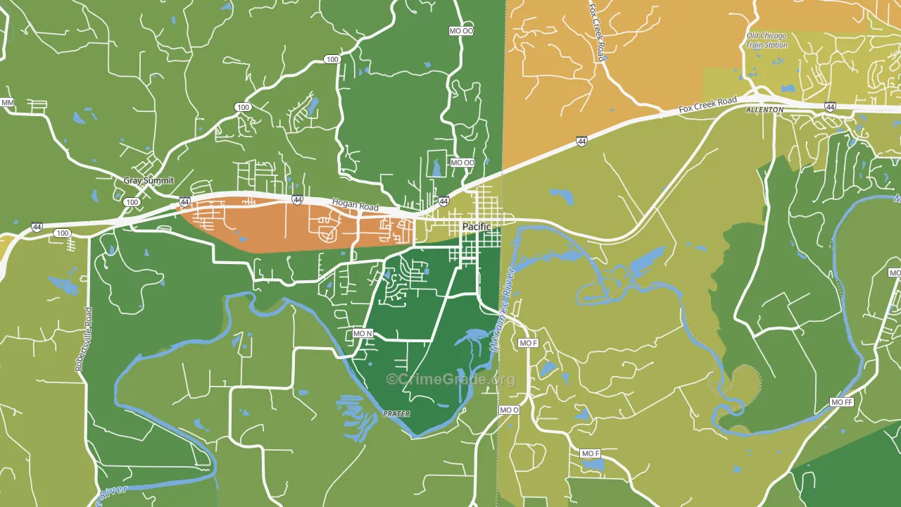Pacific, MO Map of Vandalism Rates