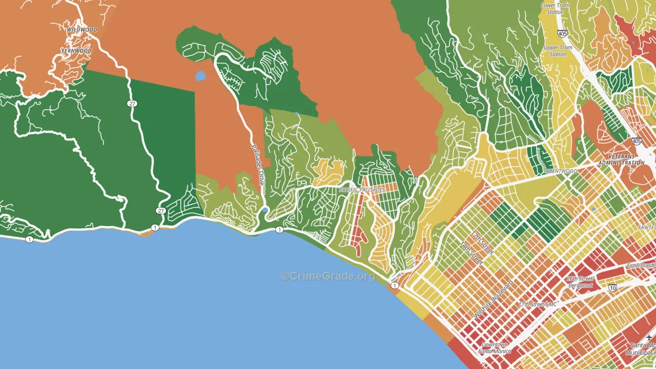 Pacific Palisades, CA Map of Vandalism Rates