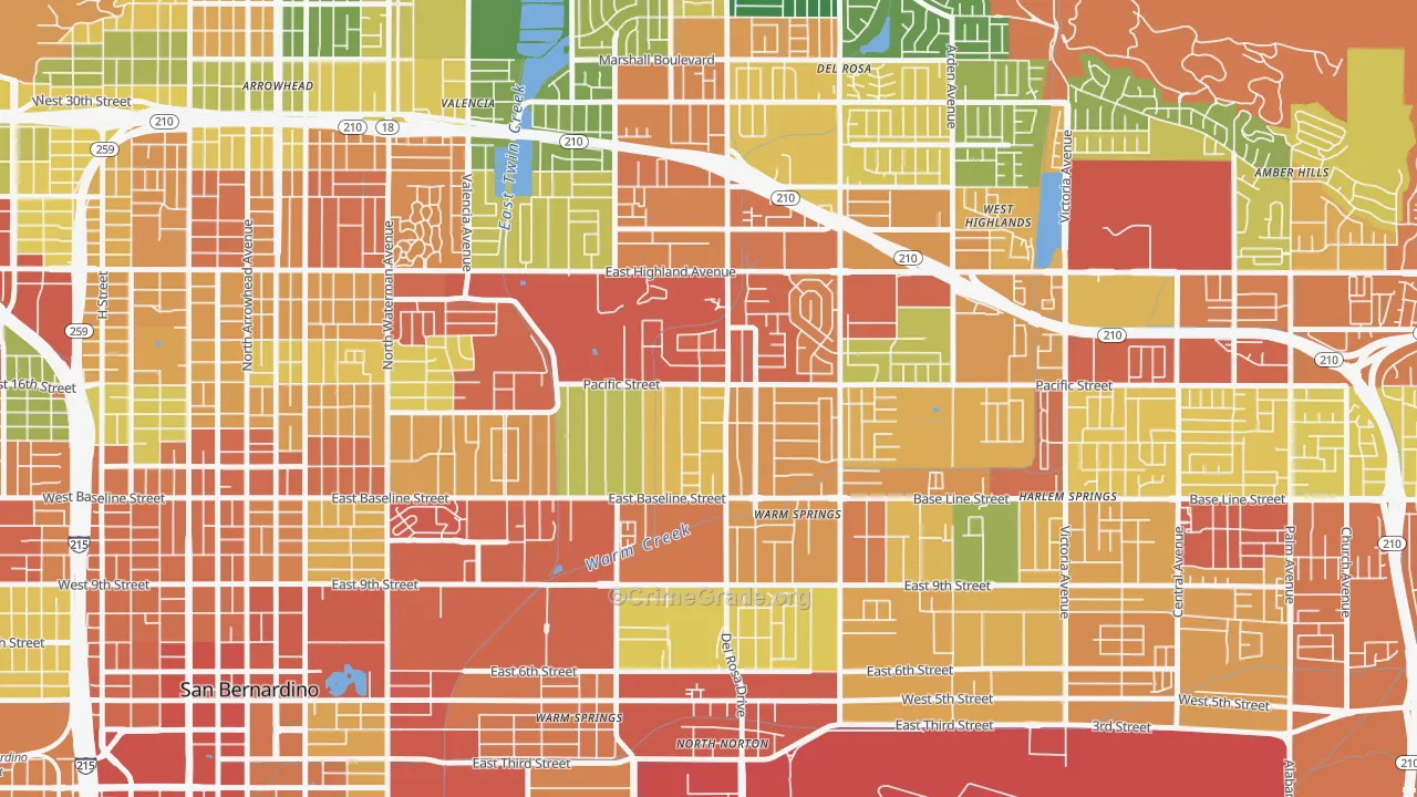Pacific-Riverside, San Bernardino, CA Map of Vandalism Rates