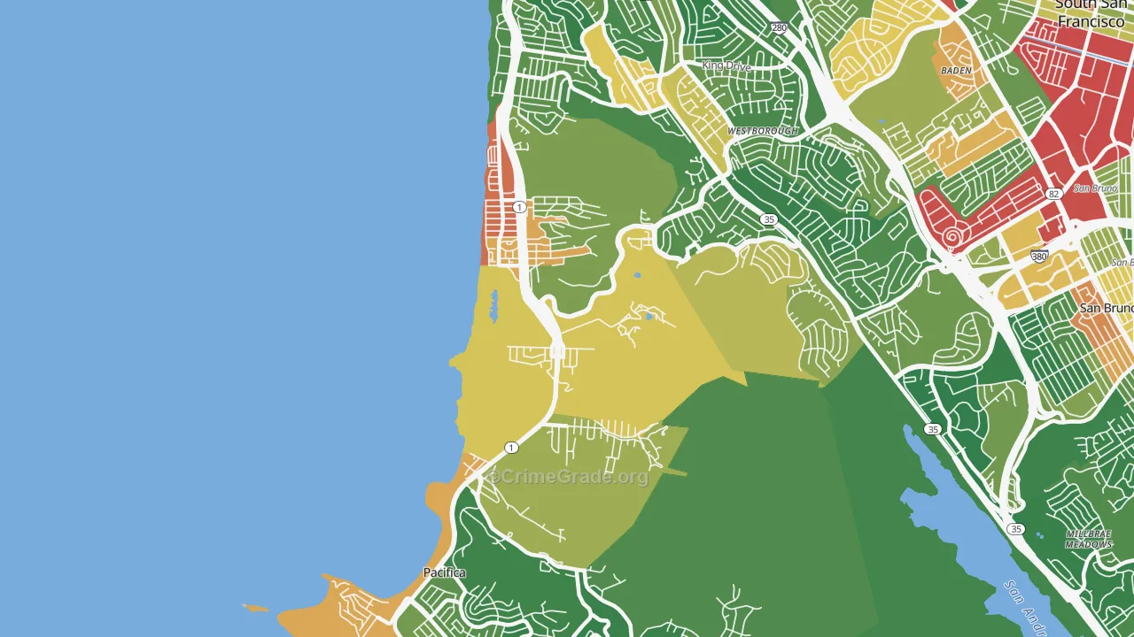 Pacifica, CA Map of Vandalism Rates