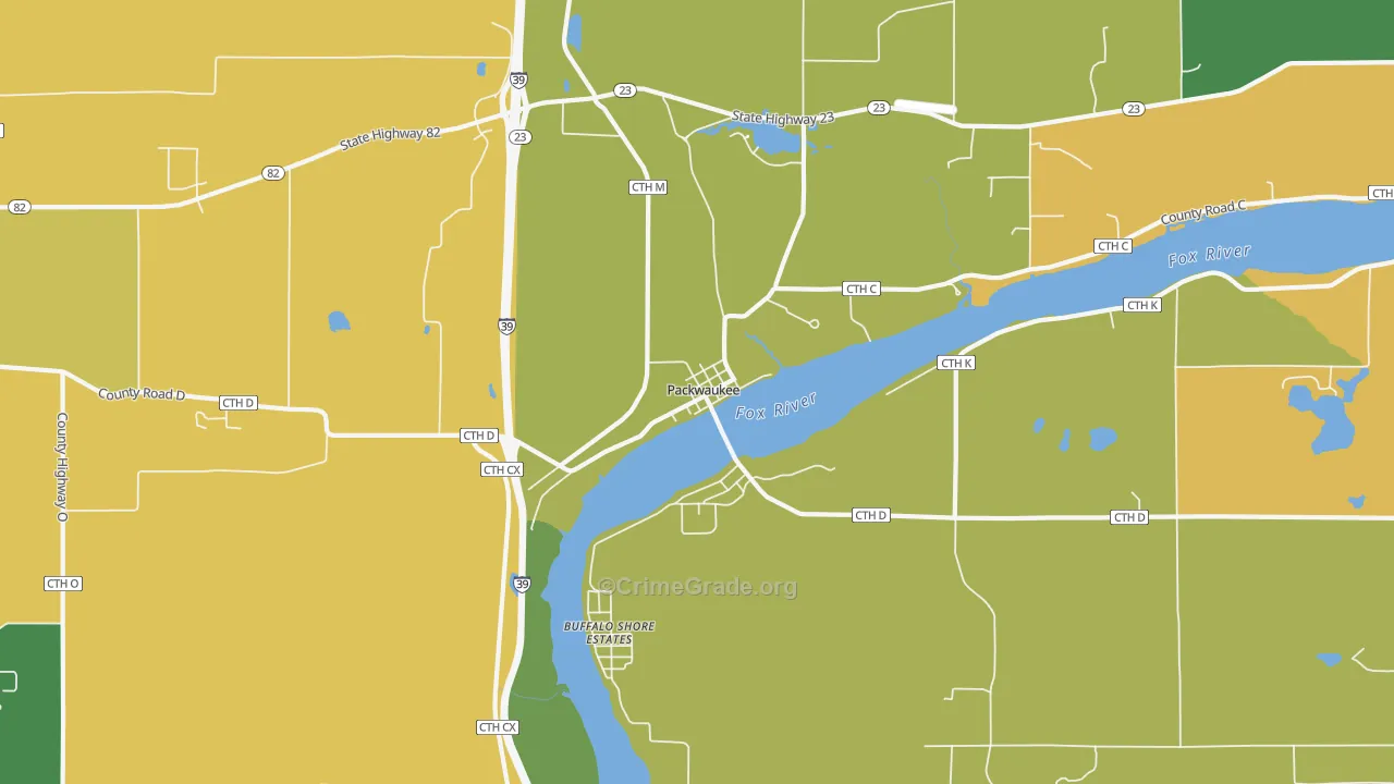 Packwaukee, WI Map of Vandalism Rates
