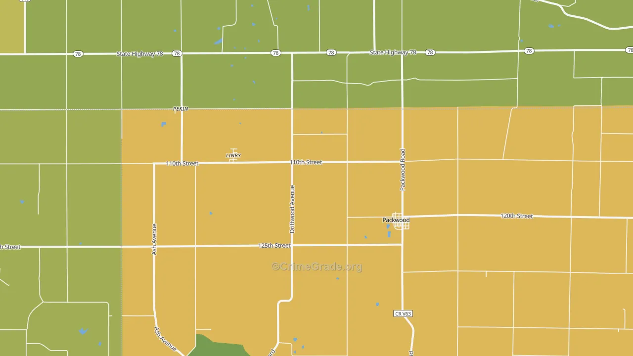 Packwood, IA Map of Vandalism Rates