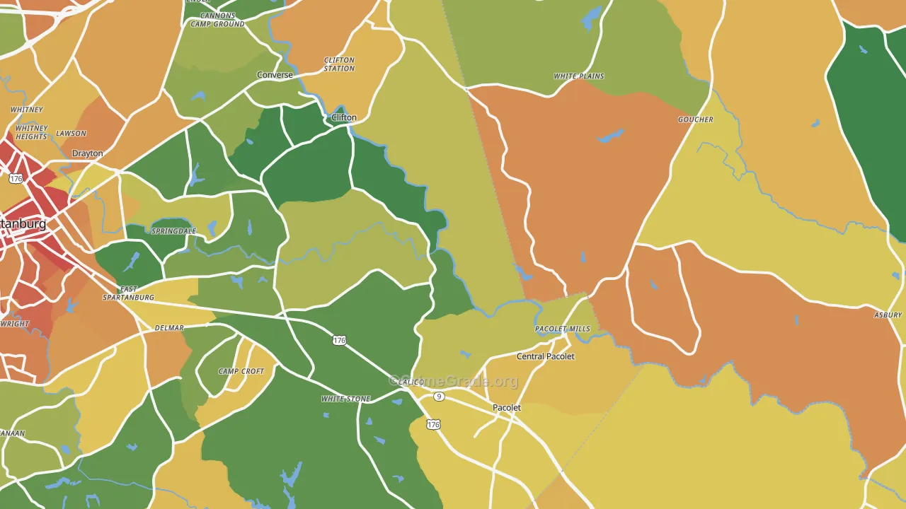 Pacolet Mills, SC Map of Vandalism Rates