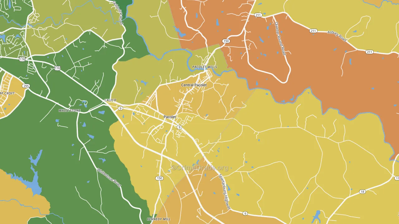 Pacolet, SC Map of Vandalism Rates