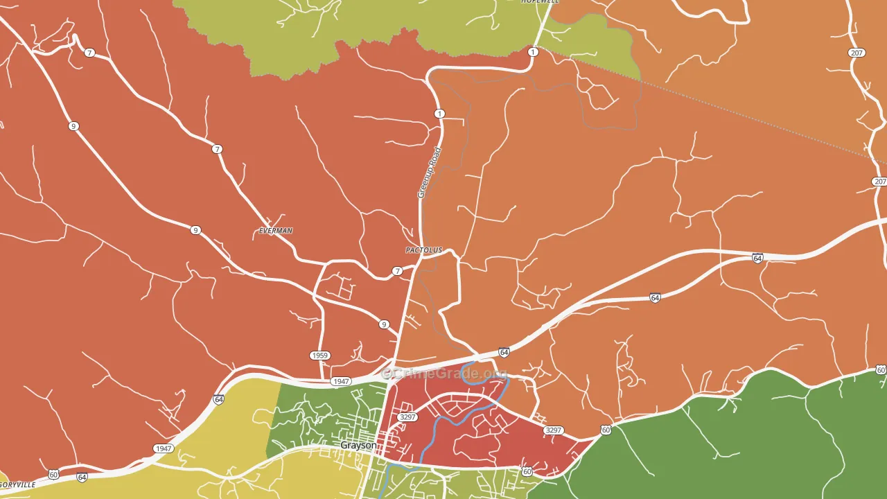 Pactolus, KY Map of Vandalism Rates