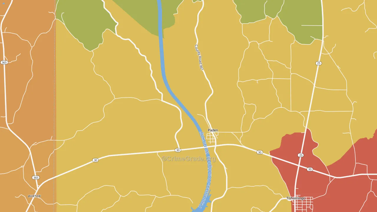 Paden, MS Map of Vandalism Rates